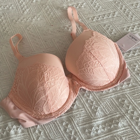 NEW Auden The Icon Full Coverage Lightly Lined Bra With Lace 32D Casual Pink - Picture 5 of 7